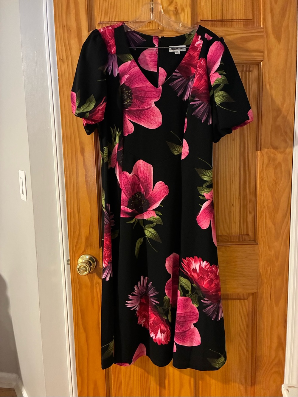 Shelby & Palmer Black Midi Dress with Pink Floral Print